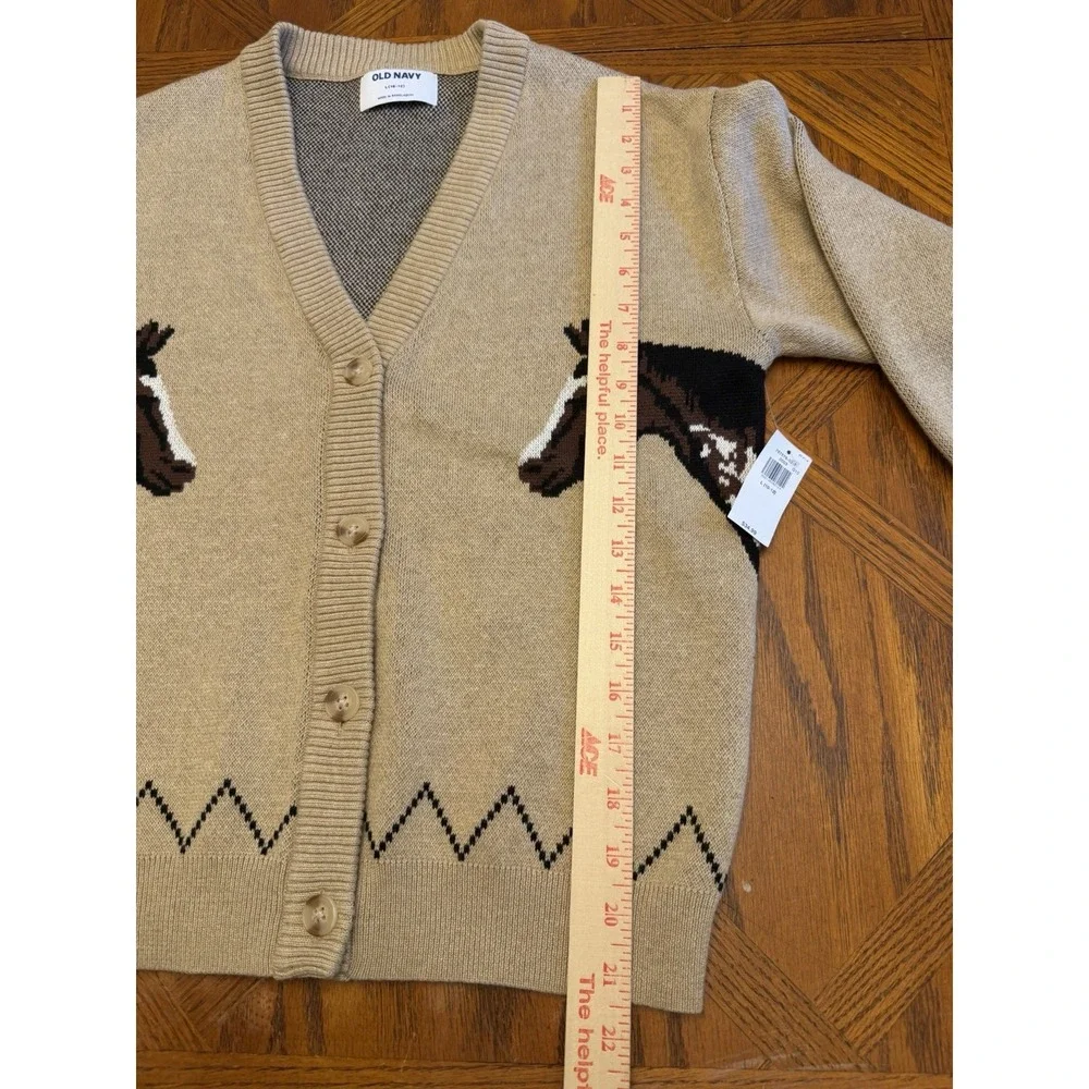 Old Navy Girls Horse Slouchy Woven Knit Cardigan Sweater Size L (10-12)